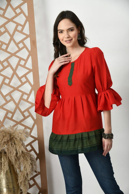 Woman fancy delta silk plain Tunic