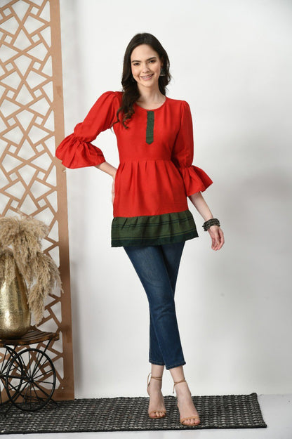 Woman fancy delta silk plain Tunic