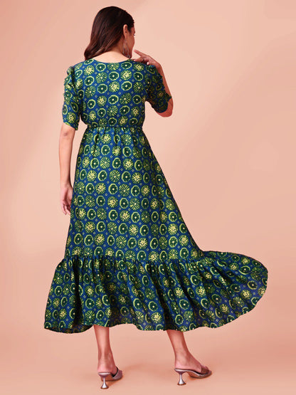 Woman fancy  Gotta pati printed dress