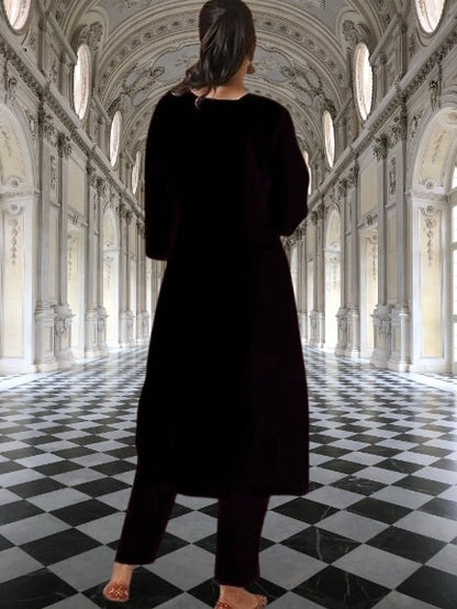 Black embroidered Kurta Pant with Dupatta suit