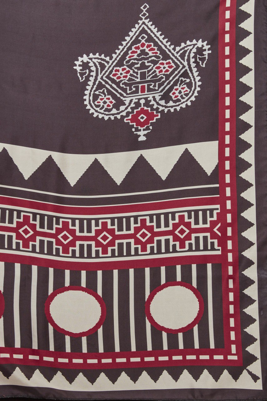 Red ajarkh Kurta Pant with Dupatta suit