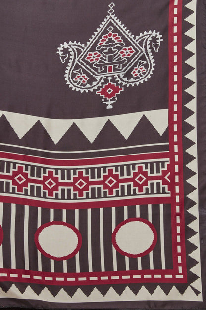 Red ajarkh Kurta Pant with Dupatta suit