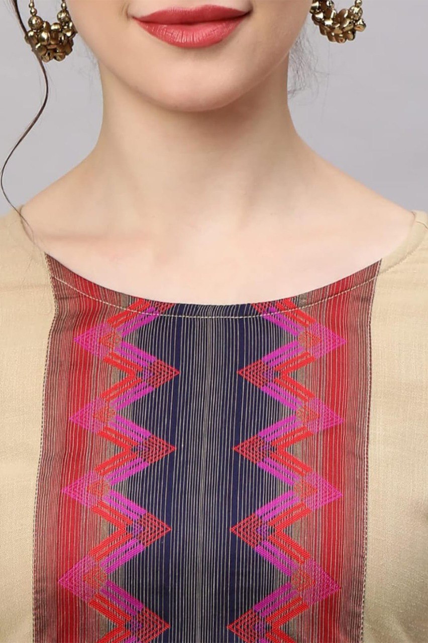 Woman Cotton Cream kurti-pant