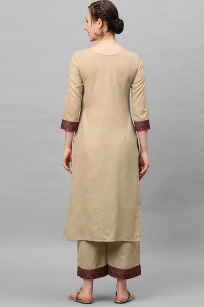 Woman Cotton Cream kurti-pant