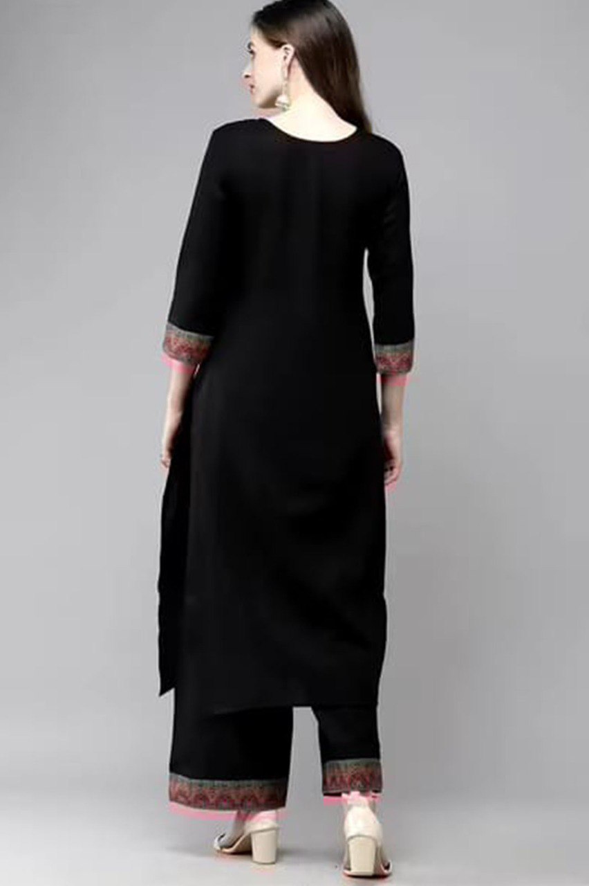Woman Cotton Black kurti-pant