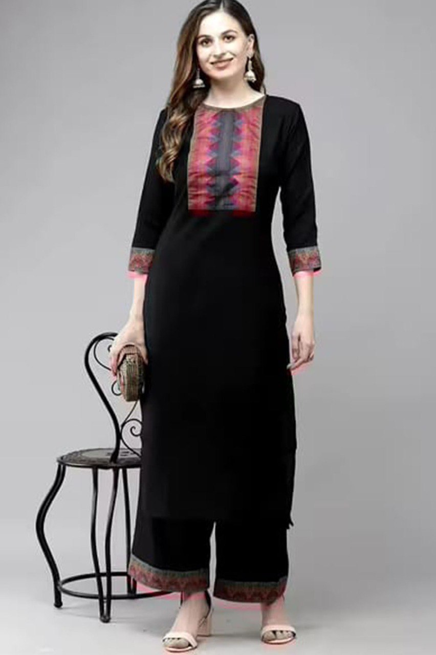 Woman Cotton Black kurti-pant