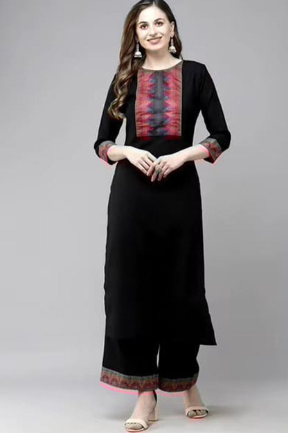 Woman Cotton Black kurti-pant