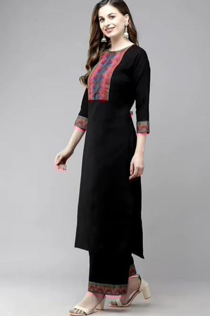 Woman Cotton Black kurti-pant