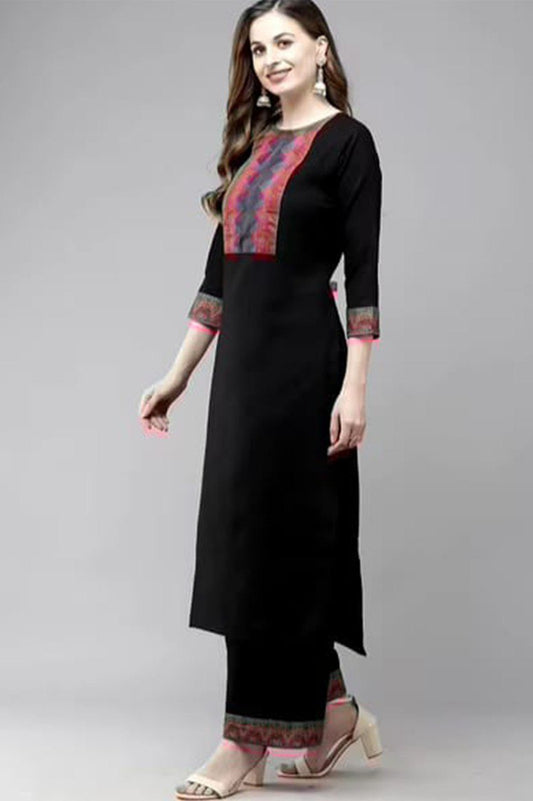 Woman Cotton Black kurti-pant