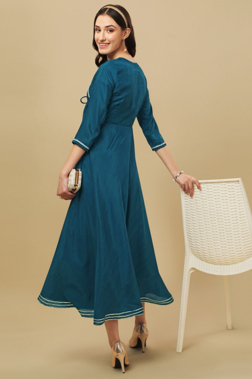 woman rama flared and fit long  kurti