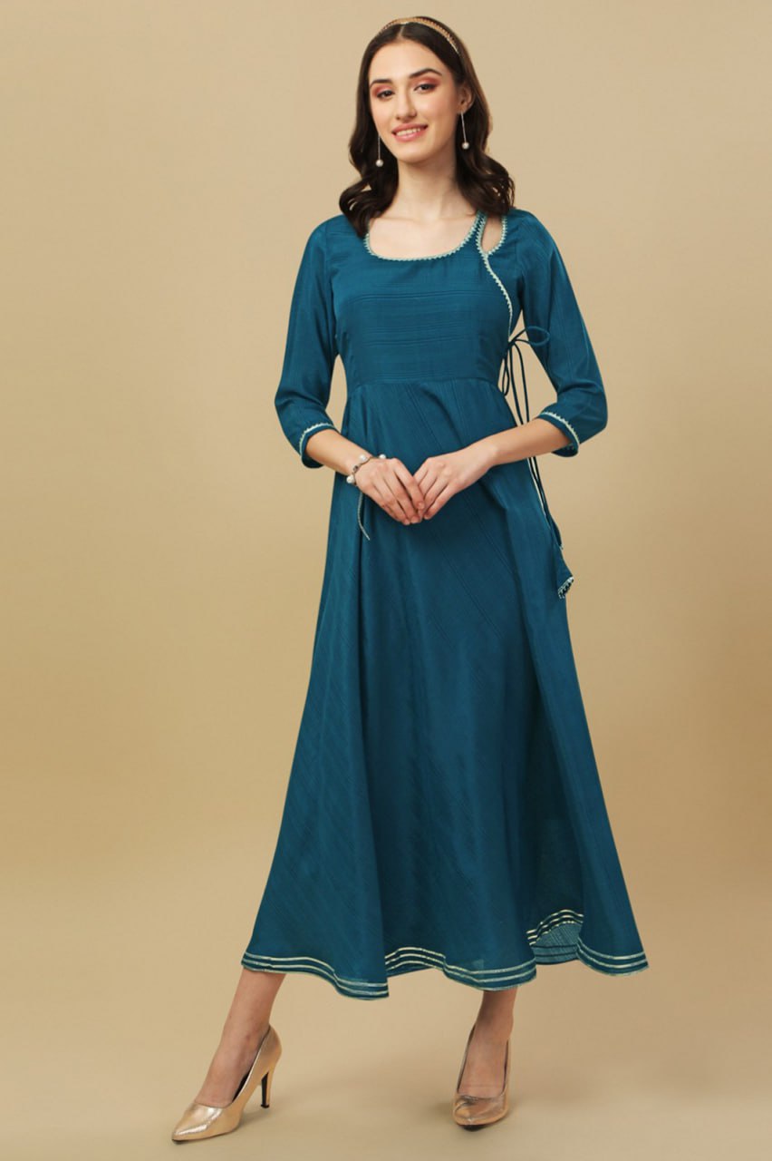 woman rama flared and fit long  kurti
