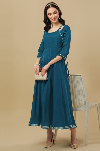 woman rama flared and fit long  kurti