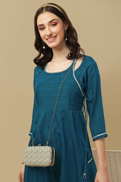 woman rama flared and fit long  kurti