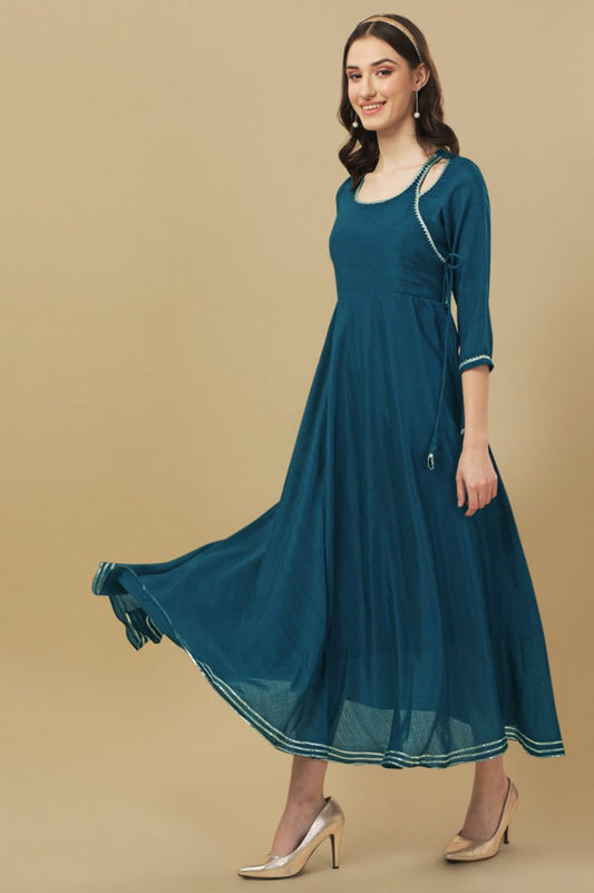 woman rama flared and fit long  kurti