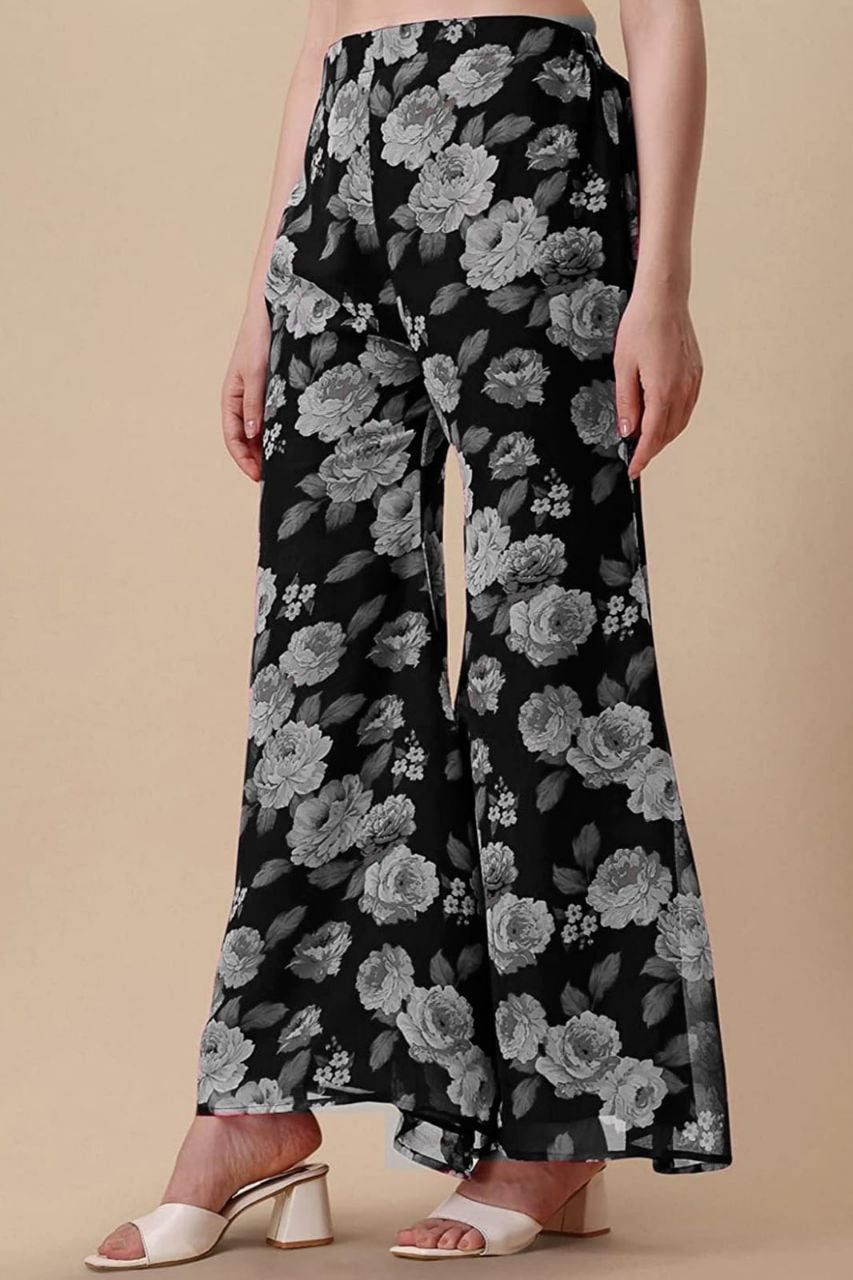 Black printed kurta with sharara