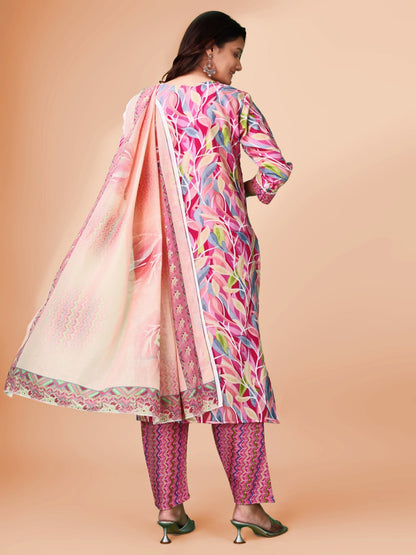 Woman Cotton digital  print kurti-pant- dupatta