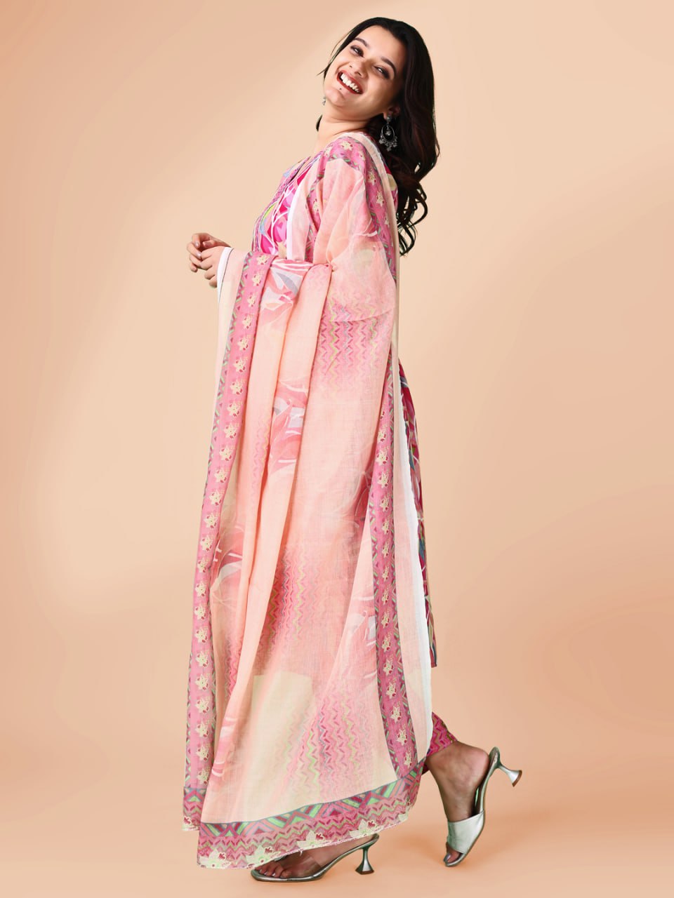 Woman Cotton digital  print kurti-pant- dupatta