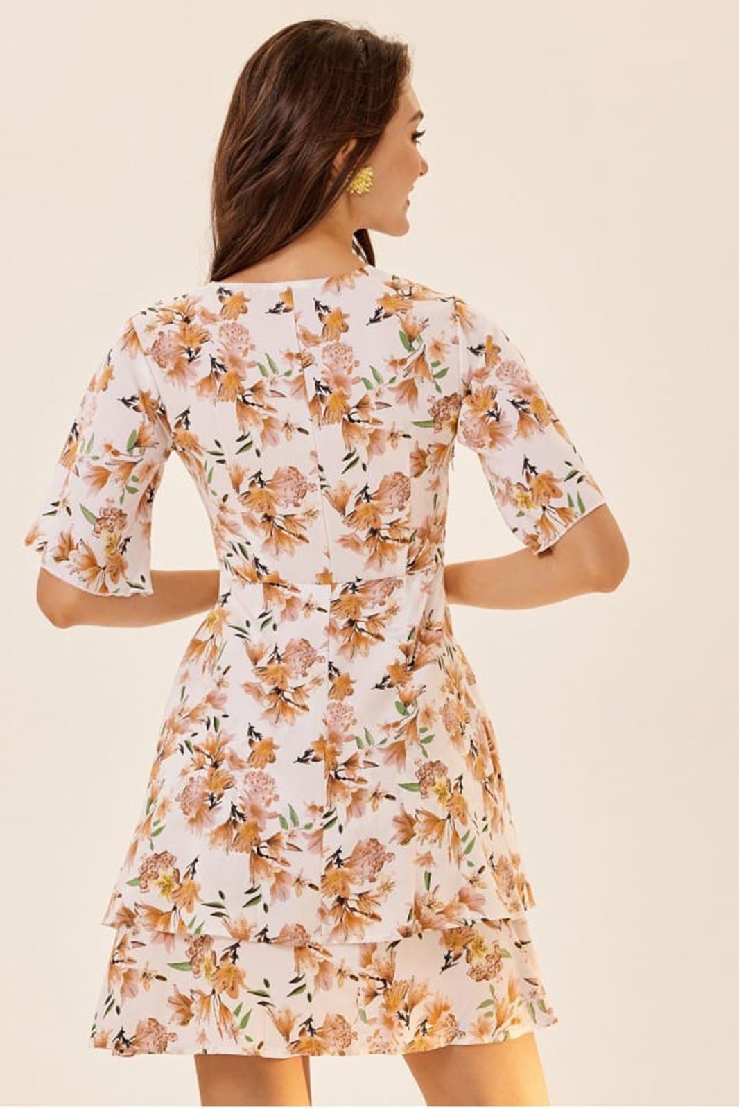 Woman white Floral Printed dress