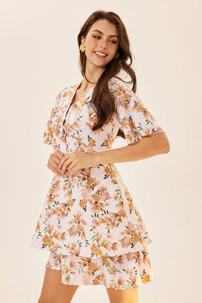 Woman white Floral Printed dress