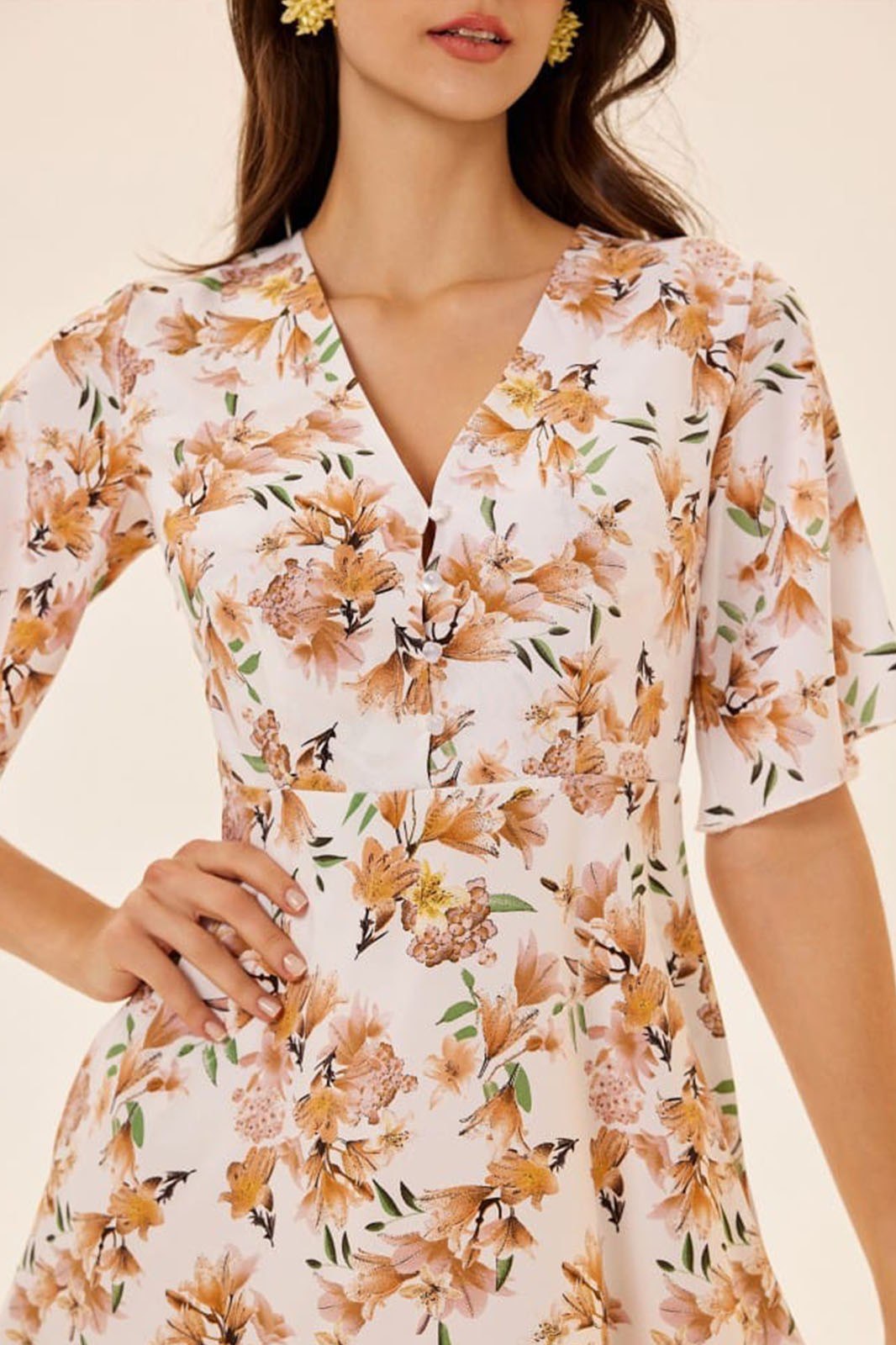 Woman white Floral Printed dress