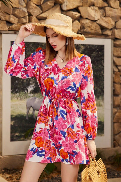 Woman pink Floral Printed dress