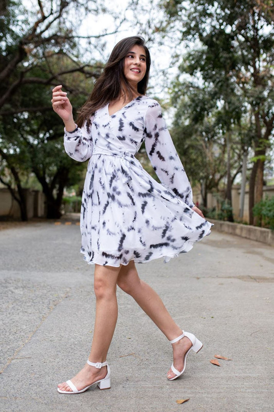 Woman White Fit and Flare dress