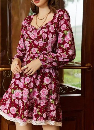 Woman Maroon Fit and Flare dress