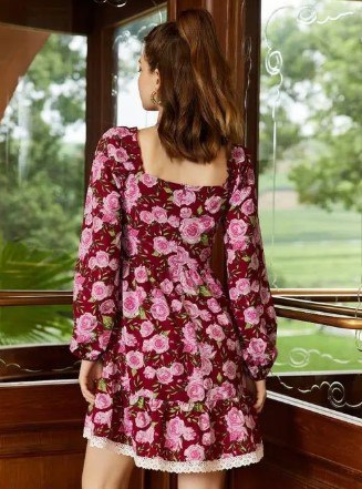 Woman Maroon Fit and Flare dress