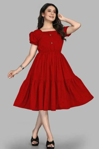 Woman Red Fit and Flare dress