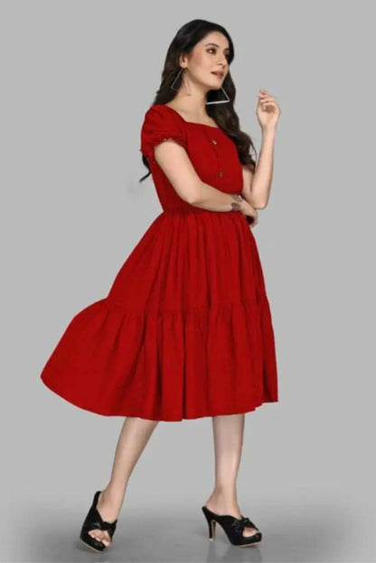 Woman Red Fit and Flare dress