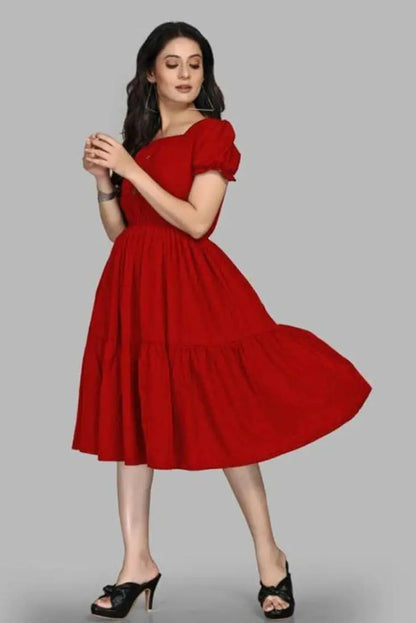 Woman Red Fit and Flare dress