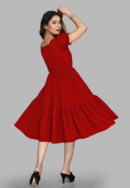 Woman Red Fit and Flare dress