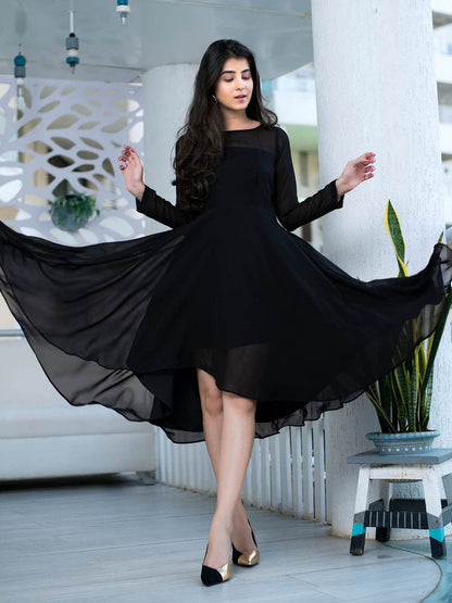 Woman Black georgette dress