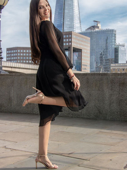 Woman Black georgette dress