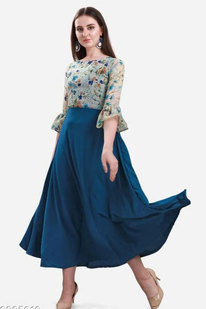 Fancy Georgette Royal Blue Printed dress