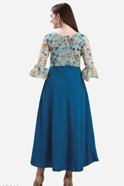 Fancy Georgette Royal Blue Printed dress