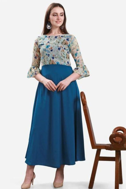 Fancy Georgette Royal Blue Printed dress